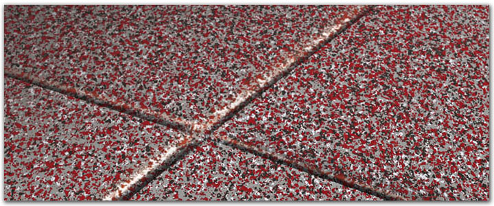 Tech red garage floor coating - decorative chips
